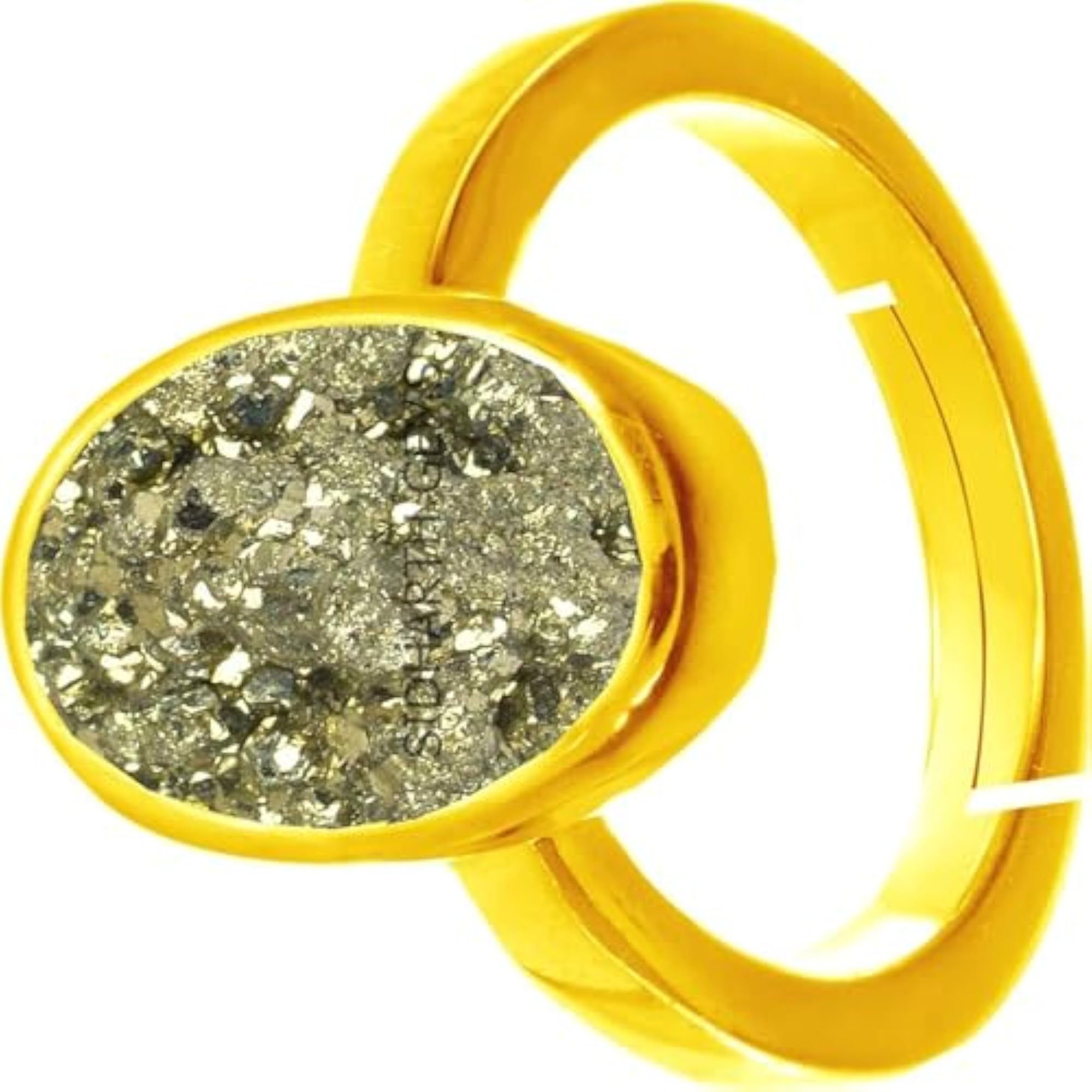 17.25 Ratti Natural Pyrite Gold Plated Adjustable Ring
